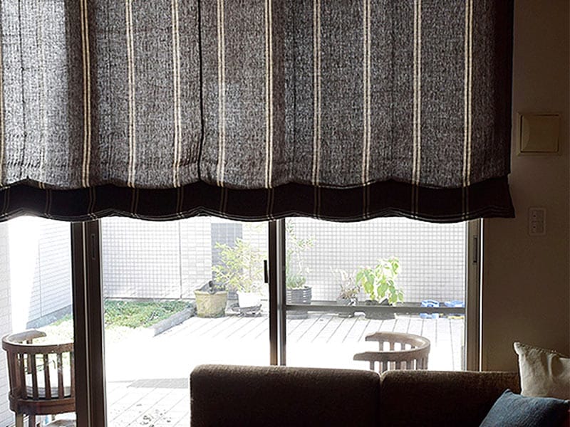 リトアニア製リネン生地|Lina Black Herringbone /ブラックヘリンボン(カーテン用)