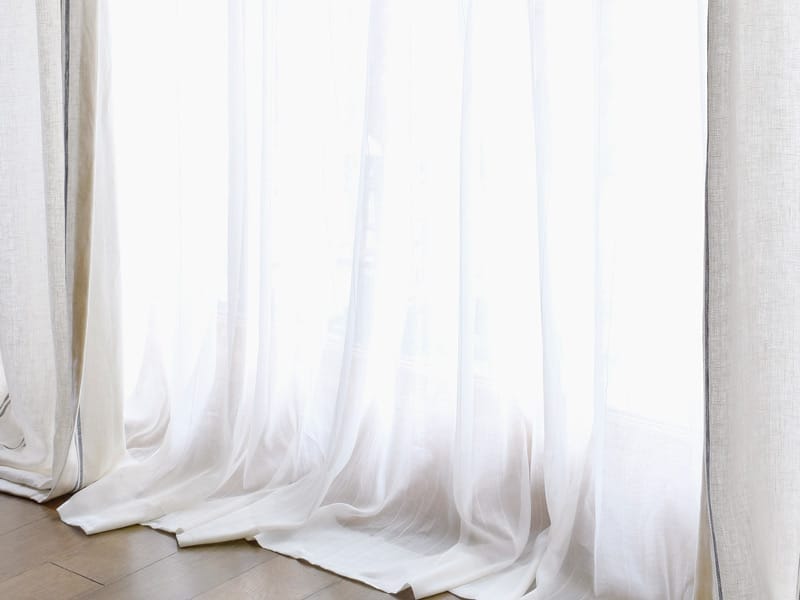 Linen Muslin 【 Muslin Half Linen Stripe White / ストライプホワイト】 ( カーテン )