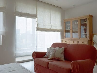 057 花柄バイカラーリネンカーテン | オーダーカーテン