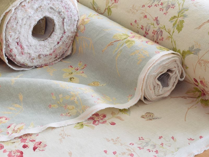 イギリス製 花柄リネン生地|Trinity Blue/トリニティーブルー(カーテン用)